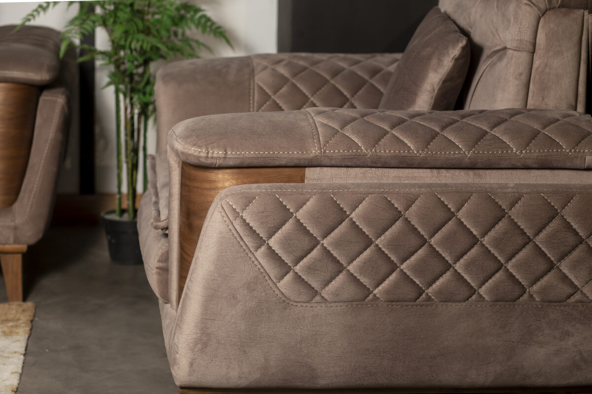 Brown sofa details